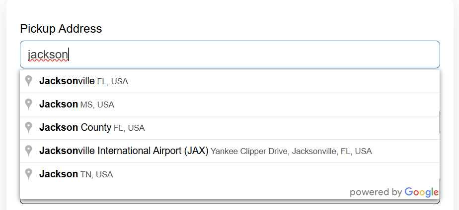 Google Maps Autofill